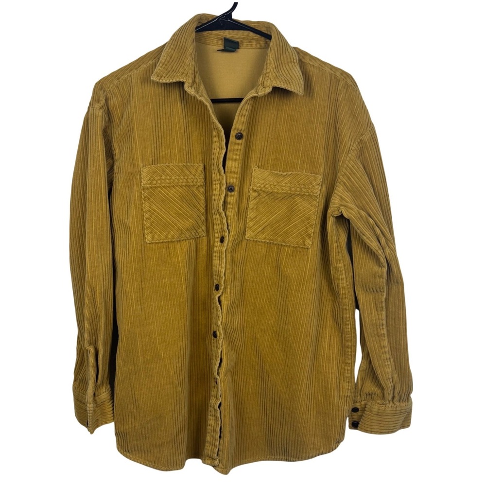 Wild Fable Mustard Yellow Corduroy Button Down Shirt Shacket Womens Medium M